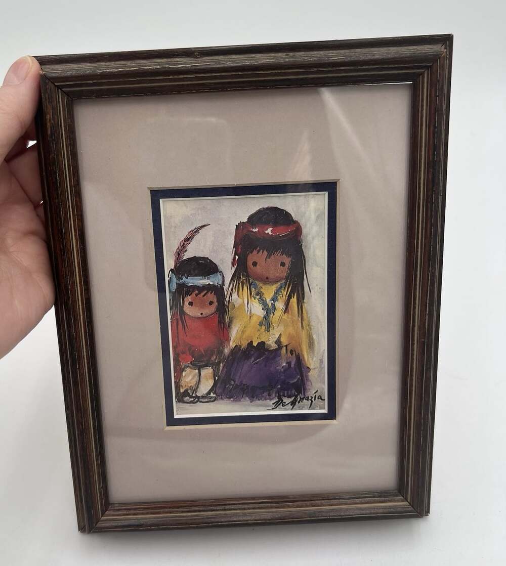 Ted DeGrazia Little Queen Art Print Signed in Print Framed Matted Arizona 3x4